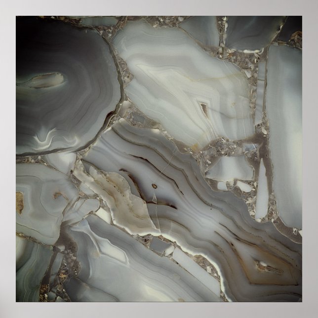  Grey Marble with Gold Vein Poster (Front)