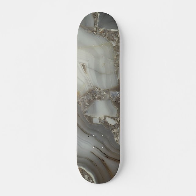 Grey Marble with Gold Vein Skateboard (Front)