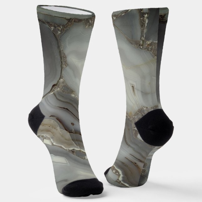 Grey Marble with Gold Vein Socks (Angled)