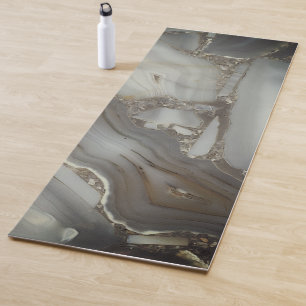 Grey Marble with Gold Vein Yoga Mat