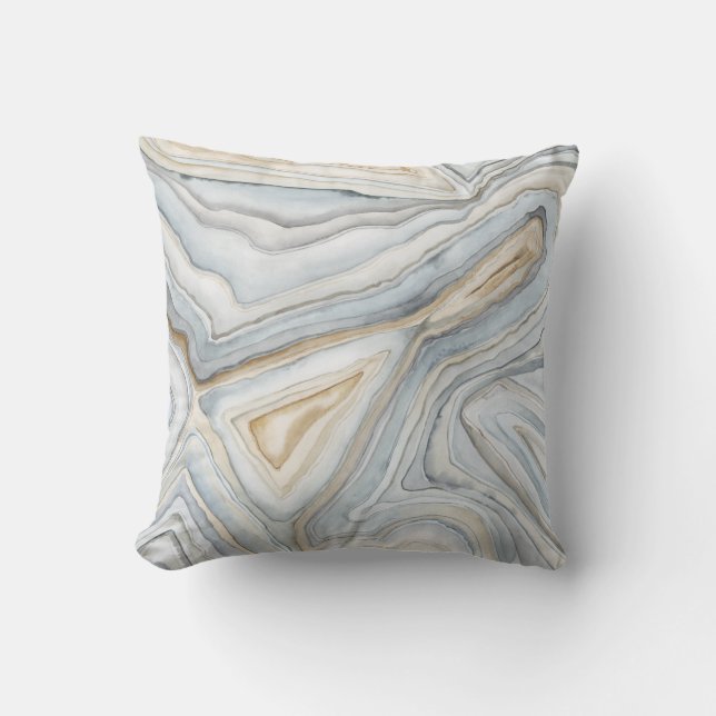 Grey Marbled Abstract Design Cushion (Front)