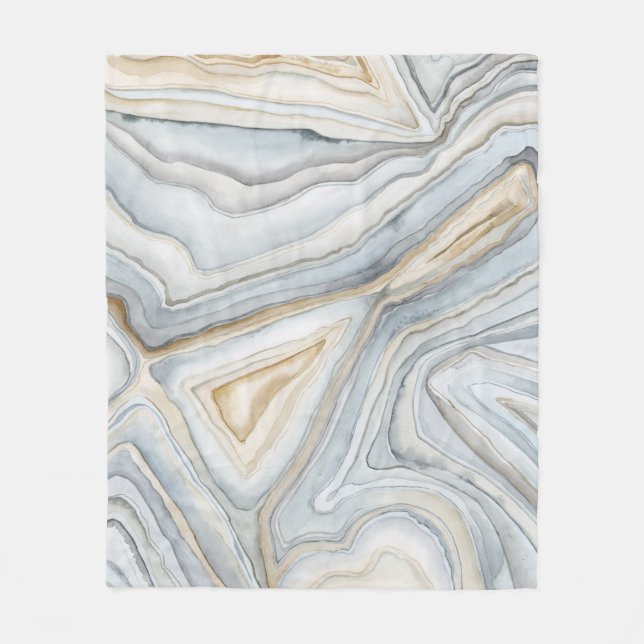 Grey Marbled Abstract Design Fleece Blanket (Front)