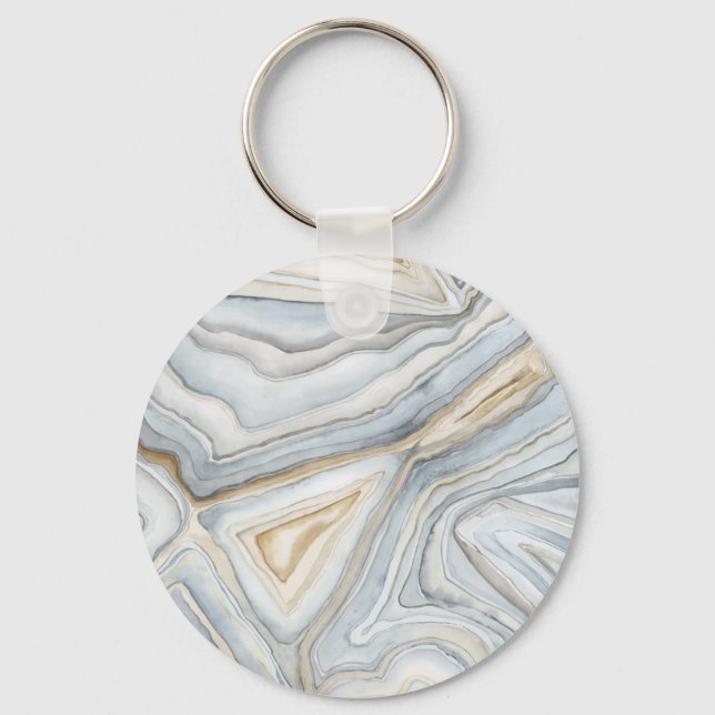 Grey Marbled Abstract Design Key Ring (Front)