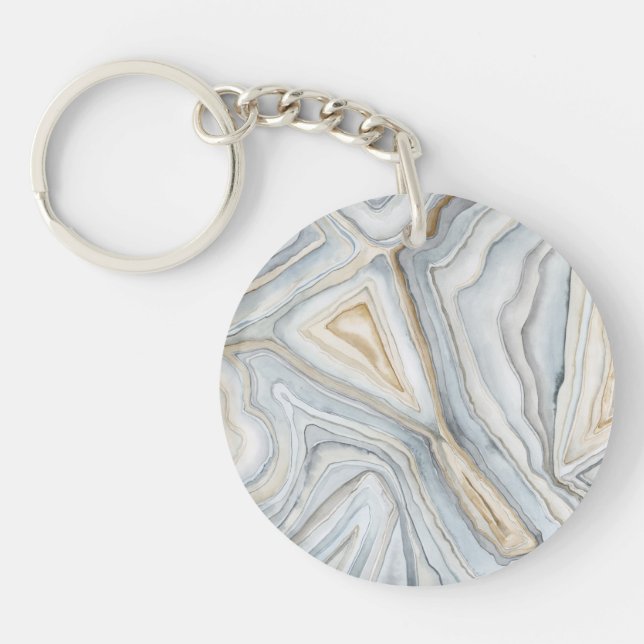 Grey Marbled Abstract Design Key Ring (Front)
