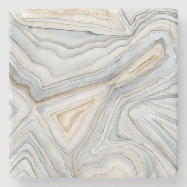 Grey Marbled Abstract Design Stone Coaster (Front)