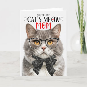 Grey Marbled Cat for Pet Mum on Mother's Day Holiday Card