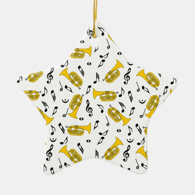 Grey Marching Baritone Music Notes Ceramic Tree Decoration (Front)