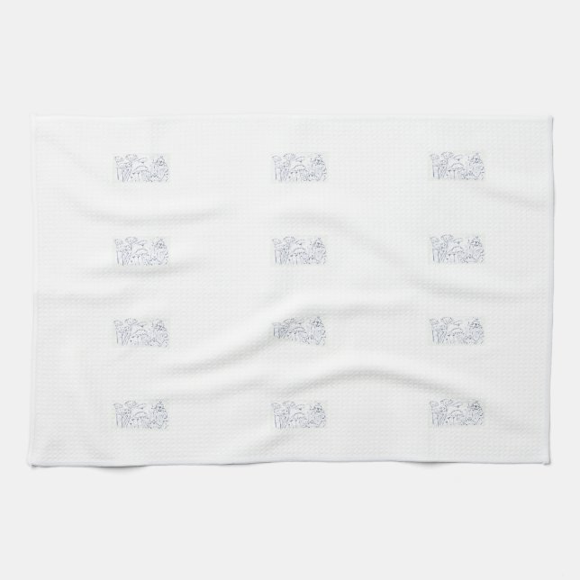 Grey Marigold tea Towel (Horizontal)