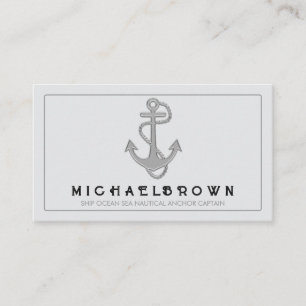 Grey Marine Nautical Anchor Business Card
