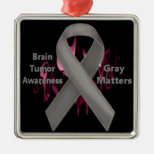 Grey Matters - Brain Tumour Awareness Metal Tree Decoration