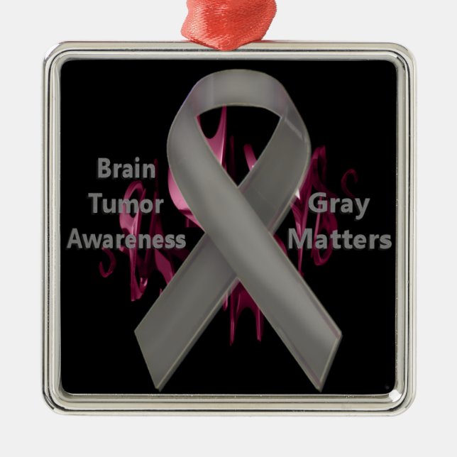 Grey Matters - Brain Tumour Awareness Metal Tree Decoration (Front)