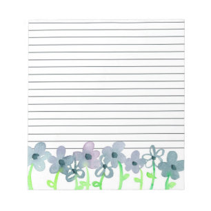 Grey Mauve Flowers Lined Notepad