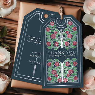Grey Mediaeval Silver Sword Wedding Thank You Gift Tags