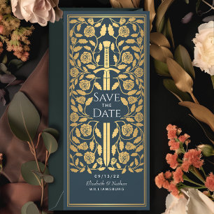 Grey Mediaeval Sword Save the Date Invitation