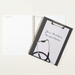 Grey Medical Clipboard with Stethoscope Planner