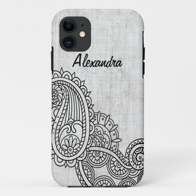Grey Mehndi Motif BT iPhone 5 Case (Back)