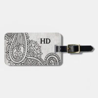 Grey Mehndi Motif Luggage Tag