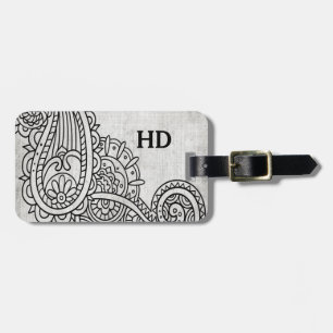 Grey Mehndi Motif Luggage Tag