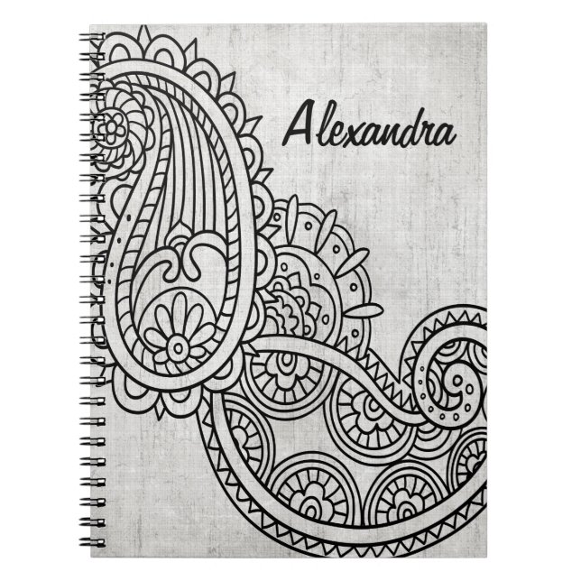 Grey Mehndi Motif Notebook (Front)