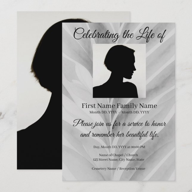 Grey memorial invitation (Front/Back)