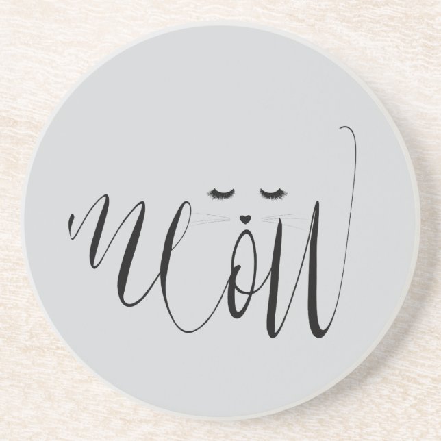 Grey Meow Cat Coaster (Front)
