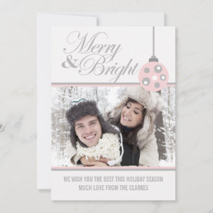 Grey Merry & Bright Holiday Photo Greeting Card