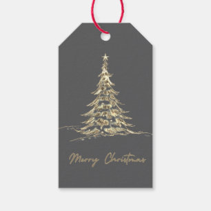 Grey Merry Christmas Gift Tag Christmas Tree