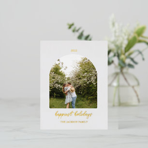 Grey   Merry Christmas Photo Foil Holiday Postcard