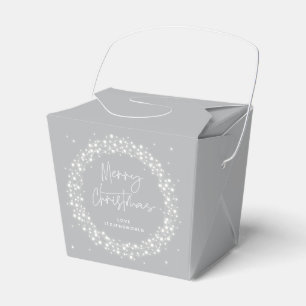 Grey Merry Christmas Sparkling Lights Favour Box