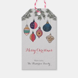 Grey Merry Christmas Vintage Xmas Ornaments Gift Tags