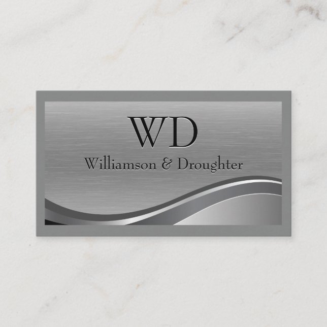Grey Metal Background | Simple Brushed Texture Business Card (Front)