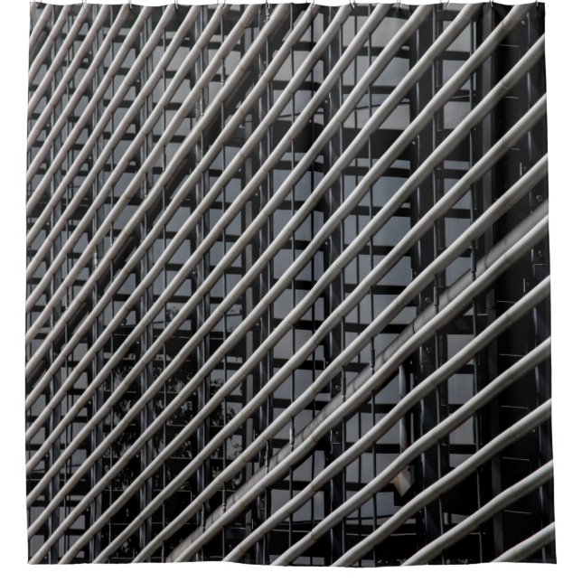Grey metal frame shower curtain (Front)