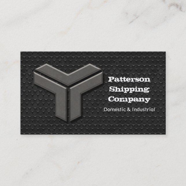Grey Metal Grunge Business Card (Front)