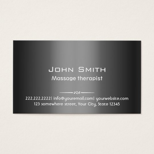 Grey Metal Massage therapist Business Card