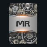 Grey metallic background iPad mini cover<br><div class="desc">Image of a metallic grey background with black customisable text.</div>