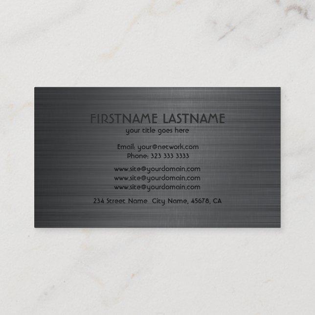 Grey Metallic Brushed Aluminium Look 2 Business Card (Back)