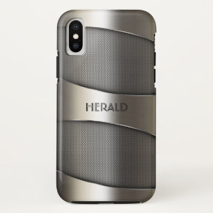 Grey Metallic Geometric Design iPhone X Case