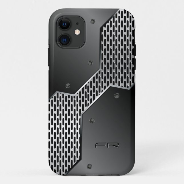 Grey Metallic Print Geometric Pattern. Case-Mate iPhone Case (Back)