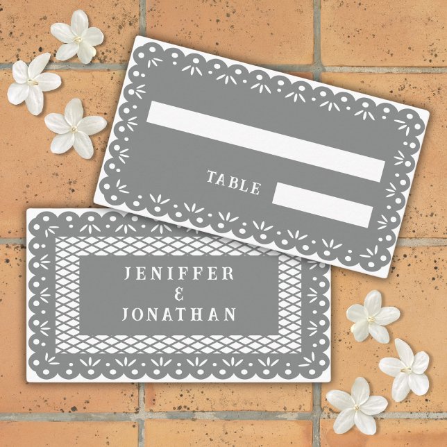 GREY MEXICAN PAPEL PICADO place card (Creator Uploaded)