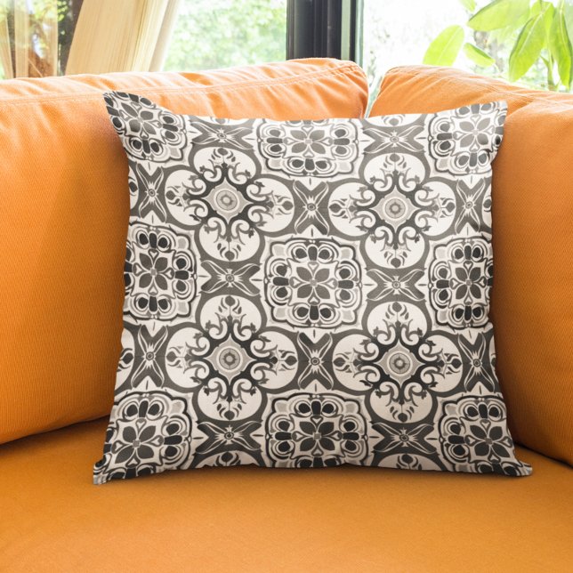 Grey Mexican Talavera Pottery Tile Fiesta Cushion (Creator Uploaded)