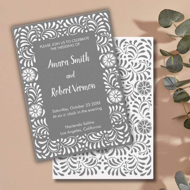 Grey Mexican Talavera wedding invitation (Creator Uploaded)
