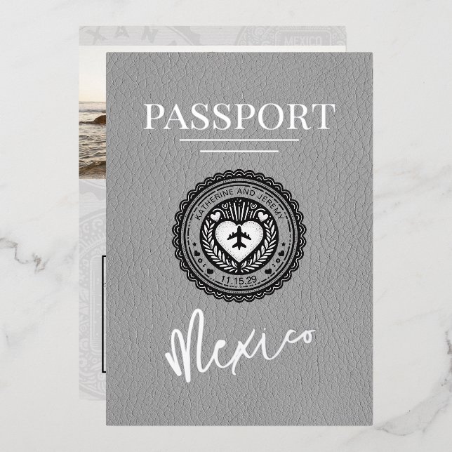 Grey Mexico Passport Wedding (Front/Back)