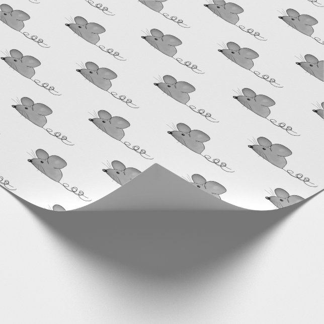grey mice on white wrapping paper (Corner)