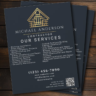 Grey Minimal Home Building Construction QR Code Flyer