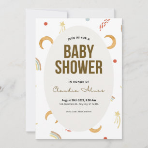 Grey Minimalist Baby Shower Invitation