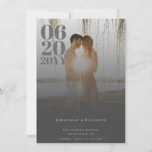 Grey Minimalist Bold Type Photo Save The Date