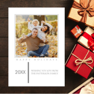Grey Minimalist Chic Holiday Photo Card
