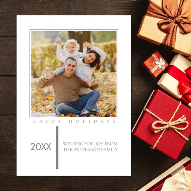 Grey Minimalist Chic Holiday Photo Card (Gray Minimalist Chic Holiday Photo Card)