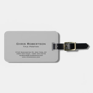 Grey Minimalist Chic Name Address Internet Details Luggage Tag