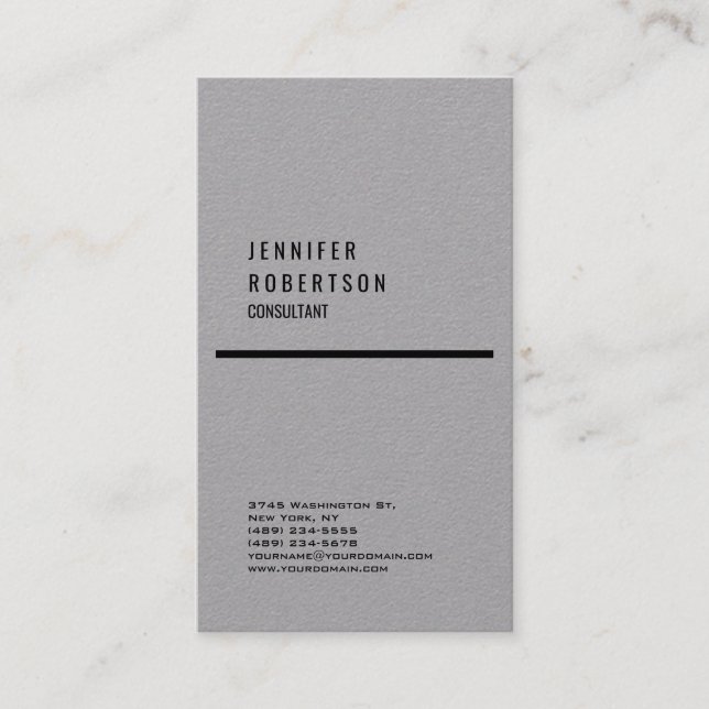 Grey Minimalist Creative Simple Plain Professional Business Card (Front)